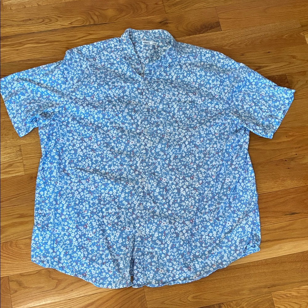 Sonoma Light Blue Floral Short-Sleeve Button-Down Shirt